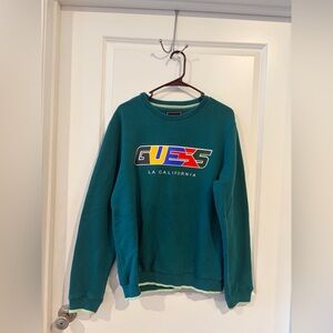 GUESS Men's Teal Crewneck Sweater